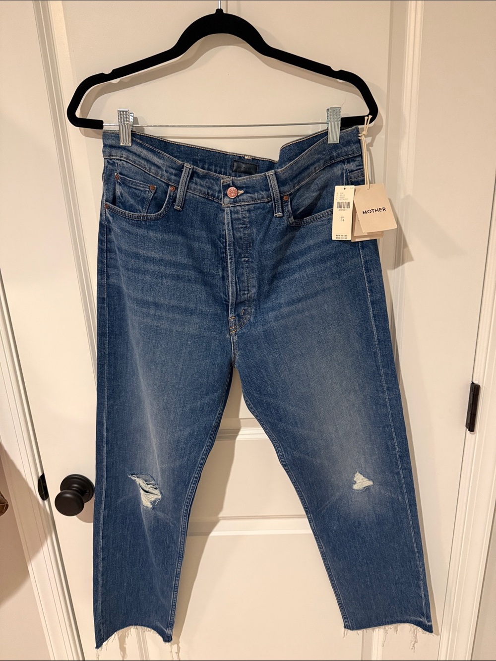 MOTHER The Tomcat Ankle Fray relaxed Denim